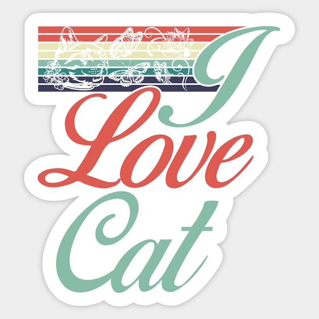 I Love Cat Sticker by D3monic